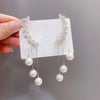 Korean Zircon Studded Earcuff with Pearl Tassel Long Earringsn