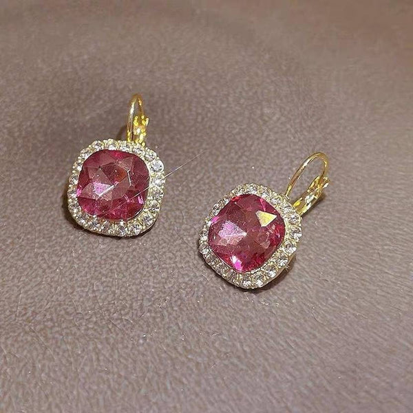 Vintage Square Crystals Drop Earrings