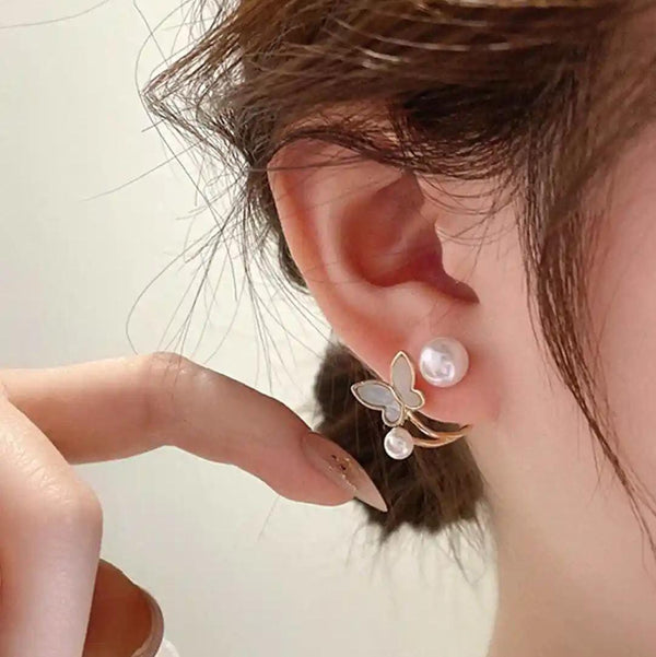 Pretty Enamelled Butterfly Studs