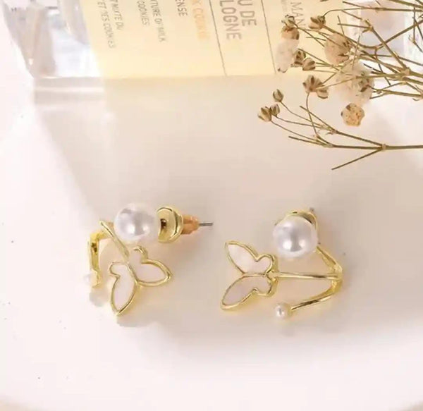 Pretty Enamelled Butterfly Studs