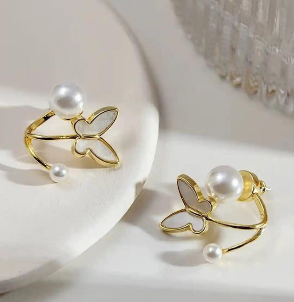 Pretty Enamelled Butterfly Studs