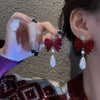 Royal Maroon Velvet Earrings