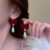 Royal Maroon Velvet Earrings