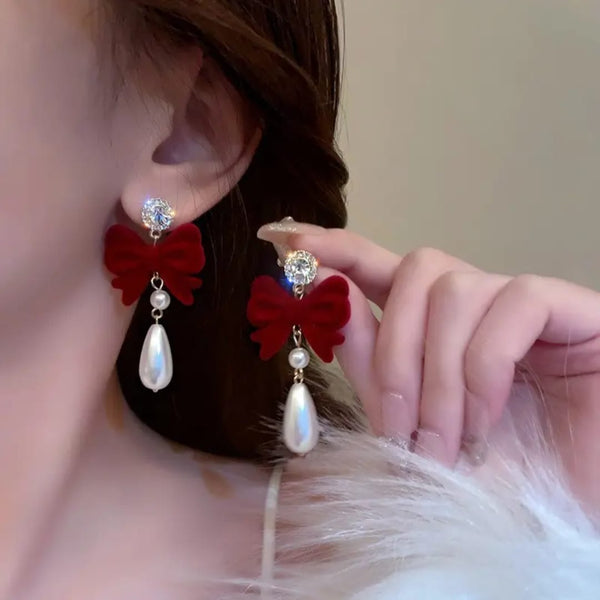 Royal Maroon Velvet Earrings