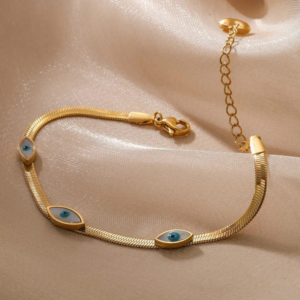 Anti-Tarnish Gold-Plated Evil Eye Bracelet