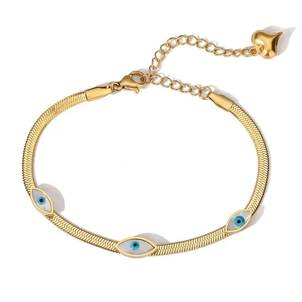 Anti-Tarnish Gold-Plated Evil Eye Bracelet