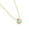 Anti-Tarnish Gold-Plated Aqua Stone Pendant Necklace