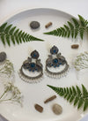 Oxidized Silver Blue Stone Jhumka Earrings