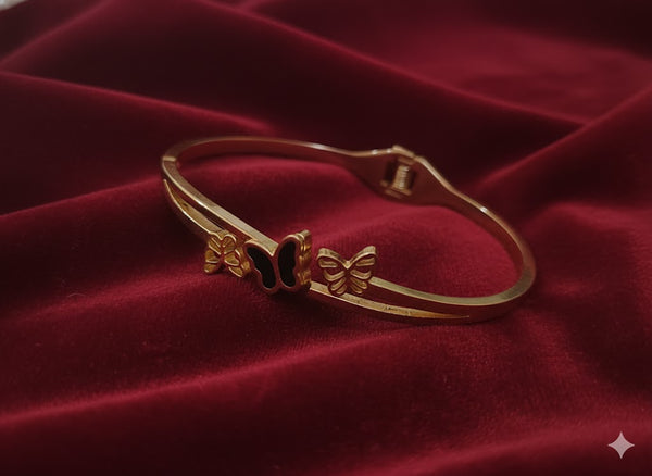 Anti-Tarnish Gold-Plated Butterfly Bangle