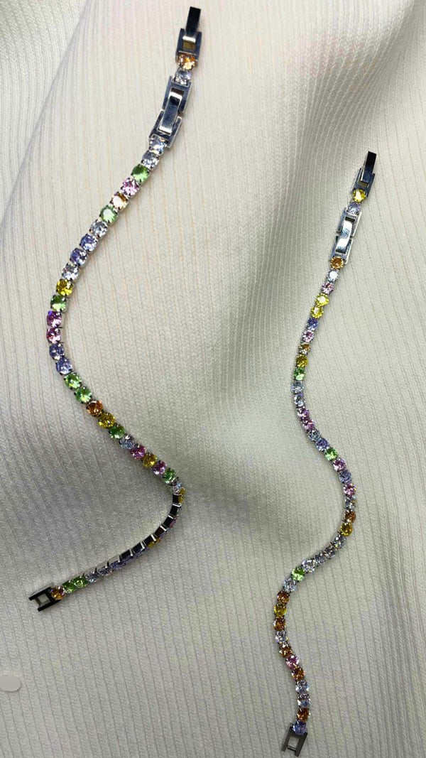 Anti-Tarnish Silver Rainbow Tennis Bracelet