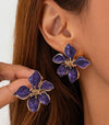 Purple Flower Earrings For Women Floral Earrings For Women Long Korean Earrings Alloy Drops & Danglers