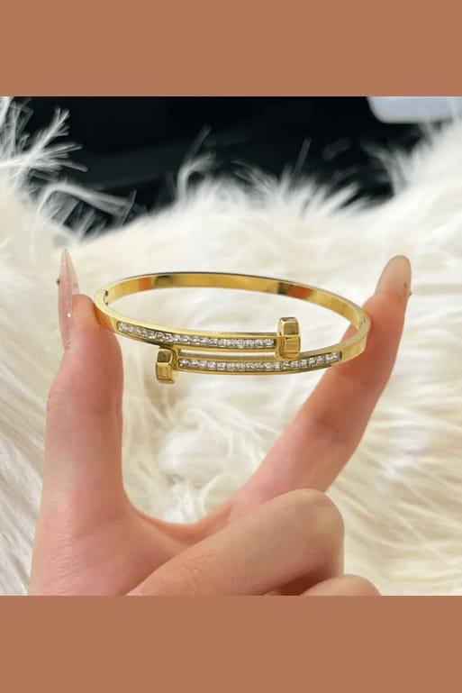 Women Enamelled Gold-Plated Anti Tarnish Nail Kada Bracelet