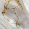 Anti-Tarnish Gold-Plated Aqua Stone Pendant Necklace