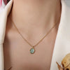 Anti-Tarnish Gold-Plated Aqua Stone Pendant Necklace