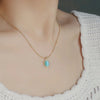 Anti-Tarnish Gold-Plated Aqua Stone Pendant Necklace