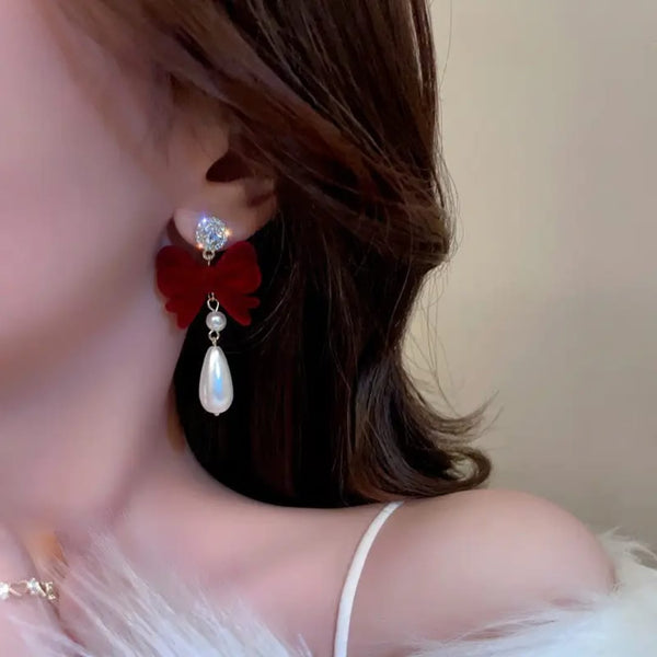Royal Maroon Velvet Earrings