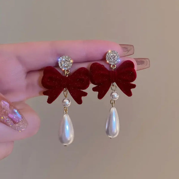 Royal Maroon Velvet Earrings