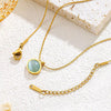 Anti-Tarnish Gold-Plated Aqua Stone Pendant Necklace