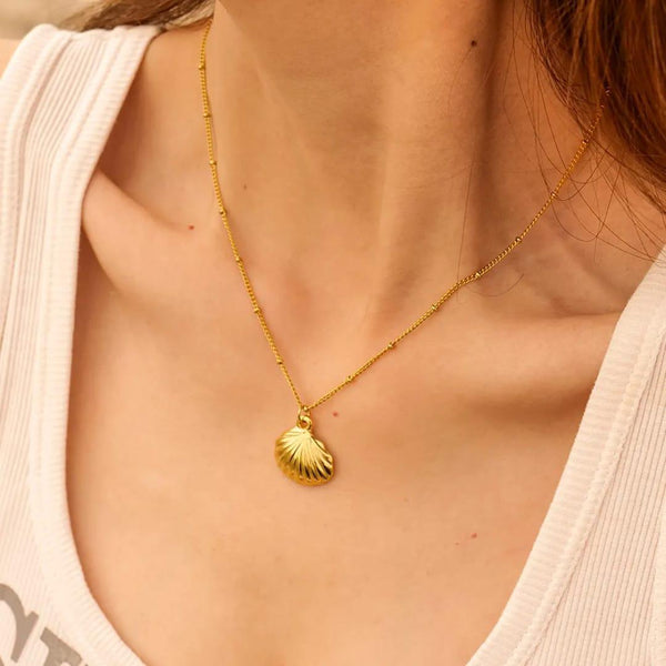 Anti-Tarnish Gold-Plated Seashell Pendant Necklace
