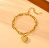 Anti-Tarnish Gold-Plated Heart Charm Bracelet