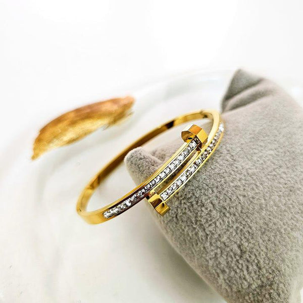 Women Enamelled Gold-Plated Anti Tarnish Nail Kada Bracelet