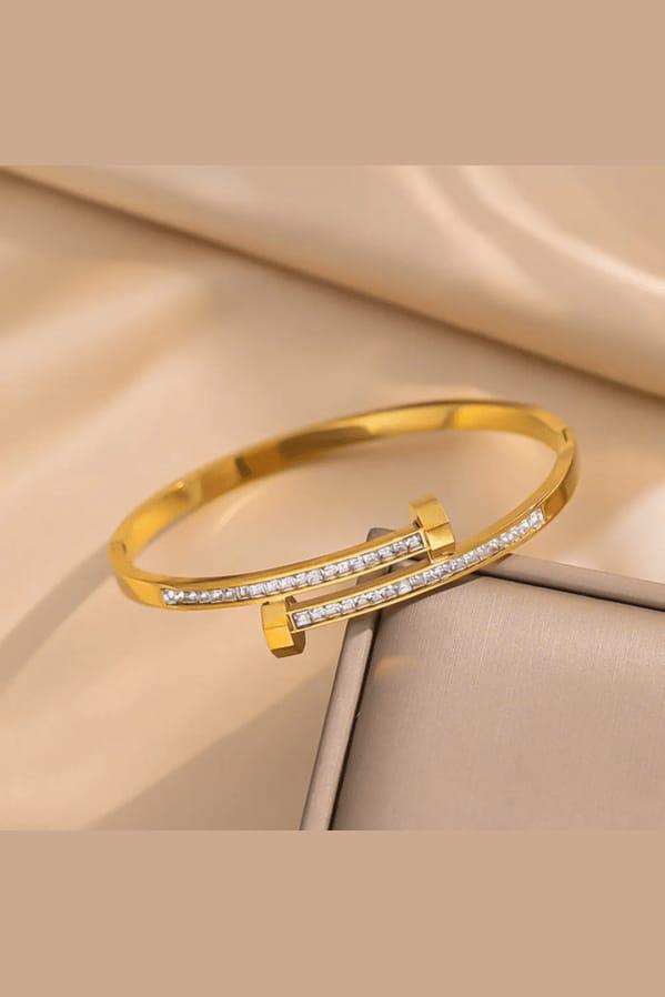 Women Enamelled Gold-Plated Anti Tarnish Nail Kada Bracelet